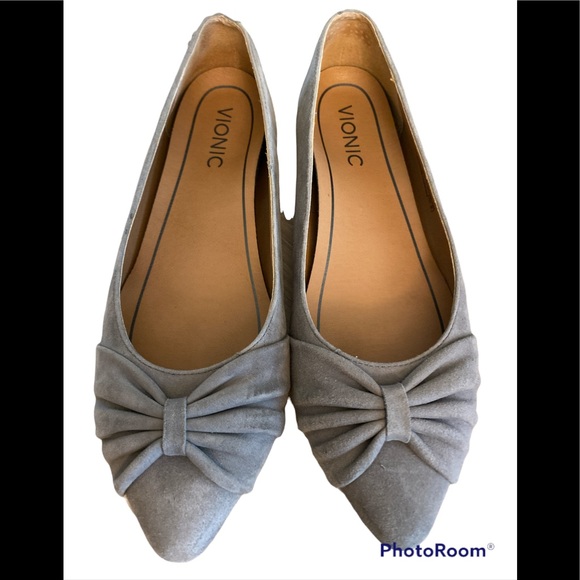 Vionic | Shoes | Vionic Gramercy Pointed Toe Flats In Gray Suede 65 |  Poshmark